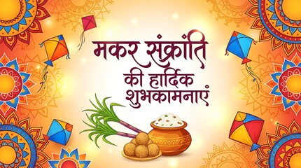 Traditional Makar Sankranti Celebration Concept Illustration