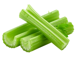 Fresh Celery Stalks Isolated on White Background Healthy Food Ingredient.