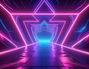 Futuristic tunnel bathed in neon pink and blue illumination (1)