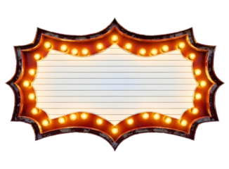 Marquee sign with lights on isolated on transparent background