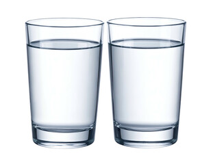 Two clear glasses, each filled with clear liquid