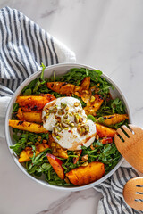 Fresh Grilled Peach and Burrata Salad