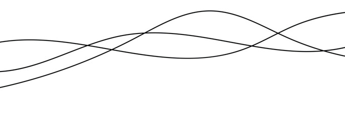 Thin line wavy abstract curve background. Curve wave seamless  pattern. Black thin lines isolated on white background.