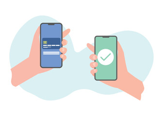 Secure Mobile Payment Transfer Between Smartphones with Instant Digital Confirmation. Stock Illustration