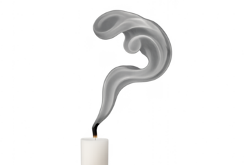 White candle smoke forming abstract ear shape