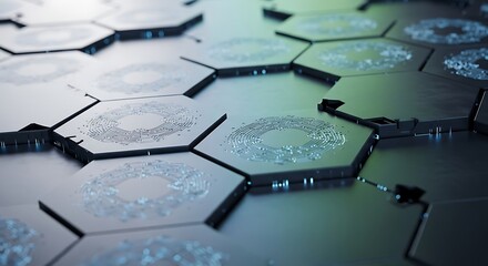 Abstract futuristic hexagonal pattern with digital design elements