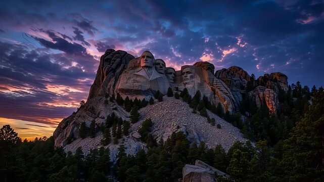 Mt Rushmore Spectacular Sunset Glow South Dakota National Memorial