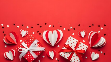 Red and white heart-shaped gifts