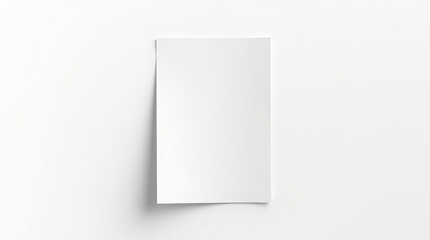 Vertical Blank White Paper Sheet Mockup with Soft Drop Shadow on Plain White Background for Design,  Mockup , Valentine's Day Flat Lay 