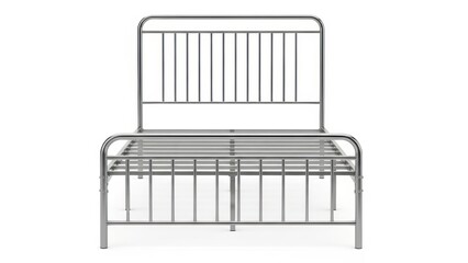 Sturdy metal bed frame with vertical bars and minimalist design for modern bedrooms