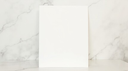 Vertical White Canvas Mockup Leaning on Elegant Marble Wall for Luxury Art Gallery Presentation,  Mockup , Valentine's Day Flat Lay 