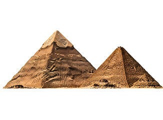 Two ancient egyptian pyramids isolated on transparent background