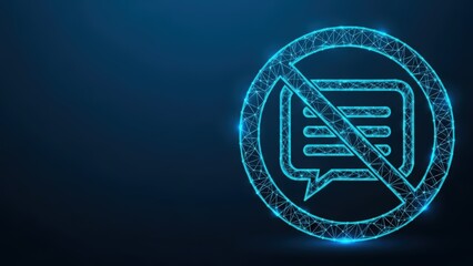 Digital icon of a forbidden message or chat symbol on a dark background