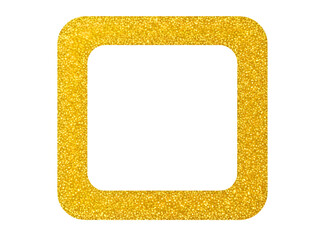 Golden glitter frame border isolated on transparent background