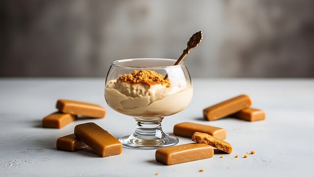Delicious lotus biscoff dessert with caramelized biscuit topping