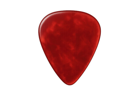 Red marbled guitar pick accessory for music on transparent background