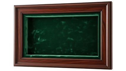 Dark Wooden Picture Frame with Green Border.