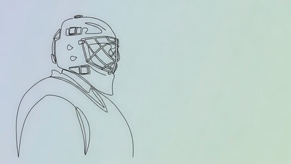 Minimalist Line Art of a Hockey Goalie in Protective Gear.