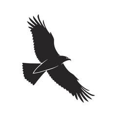 Obraz premium Soaring Eagle Silhouette in Flight Black and White Vector