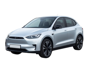 Silver Electric SUV Car on White Background.