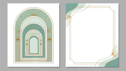 Luxury Art Deco Design Vector Illustration for Wedding Invitation Card with Elegant Pattern and Gala Invitation Template