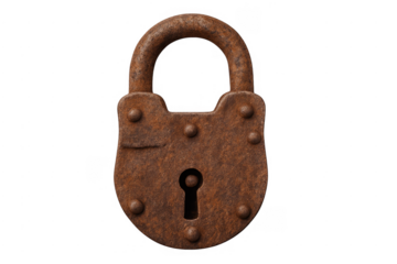 Old rusty metal padlock closing security concept