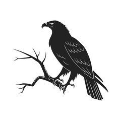 Obraz premium Eagle Silhouette Perched on Branch – Vector Illustration