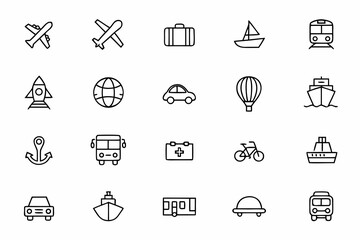 A stylish collection of minimalist transport icons