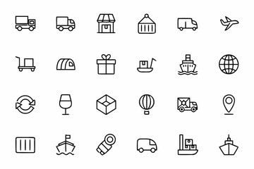 A professional set of clean vector line icons