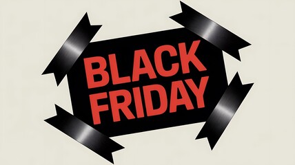 Black Friday Sale Announcement with Black Ribbons red text