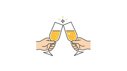 Hands Holding Champagne Flutes Toasting. © ampuh