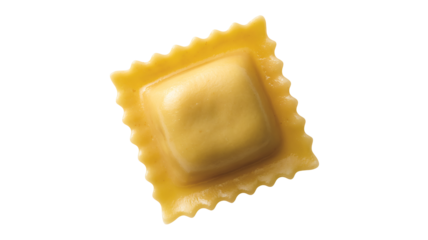 Ravioli Pasta Square Shape Soft Focus Yellow Golden Light Isolated White Background Italian Cuisine