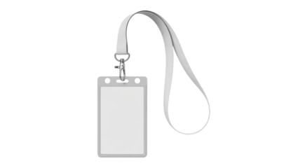 Blank ID Card with Lanyard in Simple Design on White Background in Studio Lighting for Security Access