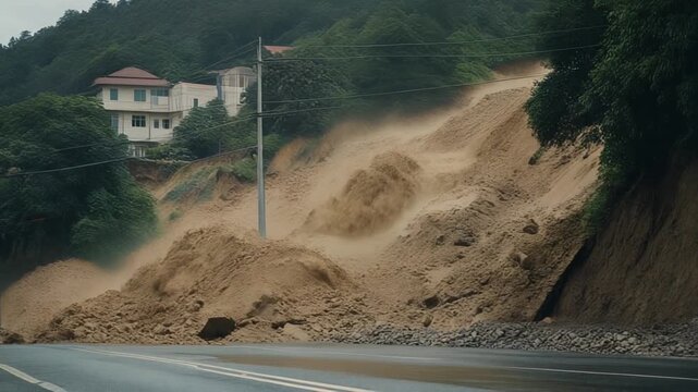 土砂災害　家　崩落　生成AI