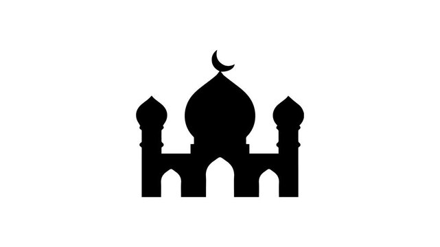 Silhouette of a historic mosque and city skyline shown as a simple architectural vector illustration for travel and cultural landmarks