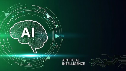 Obraz premium Artificial intelligence concept with brain and circuit board