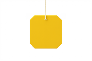 Blank yellow retail product tag hanging