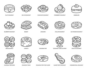 Assorted Doughnut Varieties Line Icon