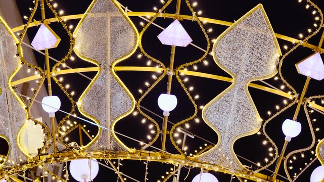 Bond Street Christmas Lights, Illuminated Festive Ornaments, Holiday Crown-Shaped Decorations, Night, Central London, United Kingdom