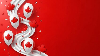 Celebrating canada day with red and white balloons