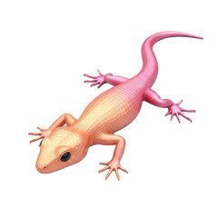 Obraz premium Pink and yellow lizard with detailed scales and tiny claws on display.