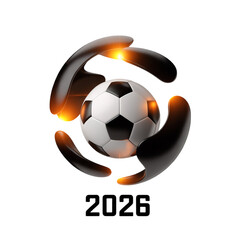 Abstract Football Tournament Concept with Glowing Motion Elements, Isolated Soccer Ball, Transparent Background