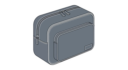 Gray Rectangular Toiletry Bag with Zipper and Pocket.