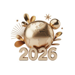 Golden Global 2026 Concept with Decorative Elements Isolated on Transparent Background