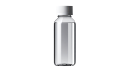 Transparent plastic water bottle with white screw cap showcasing pure liquid suitable for health, wellness, and beverage product presentations