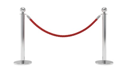 Red velvet rope stanchions in chrome finish with elegant luxury feel in modern event management for exclusive access control