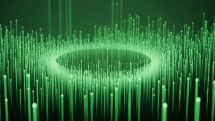 Abstract Green Light Ring with Vertical Bars.