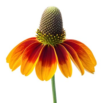 Mexican Hat Flower Vibrant Ratibida Columnifera Bloom with Elegant Petals and Striking Cone Shape on Crisp White Background Capturing Southwest Wildflower Beauty, Elegance, and Natural Grace