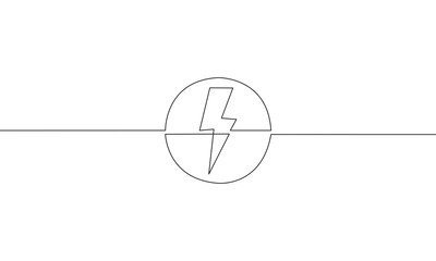 Continuous line drawing of Thunder isolate on white background.