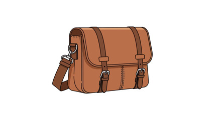 Classic Brown Leather Satchel Bag with Buckle Closures and Adjustable Strap.